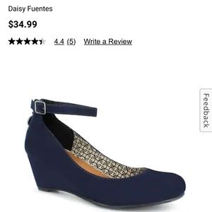 Daisy Fuentes Tessa Wedge Pump in Navy Suede material W/Zipper backs